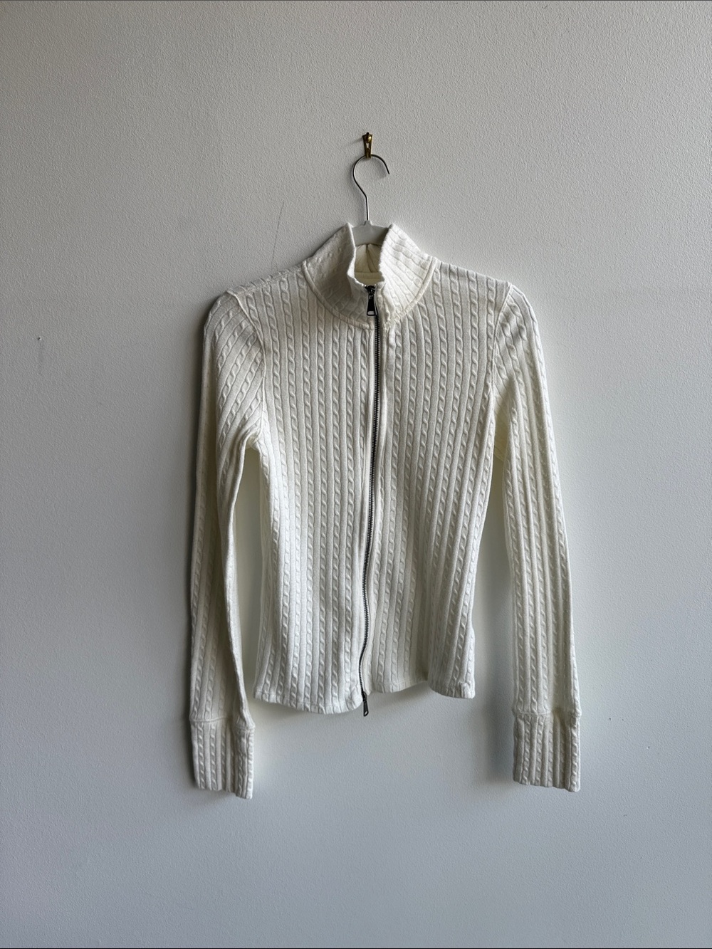 We The Free Cream Cable Zip-Up Cardigan